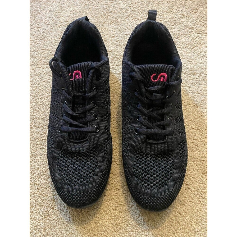 Slow Man Women's Jazz Shoes Lace Sneakers Black Breathable Mesh Women’s Size 8.5